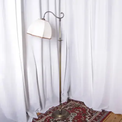 Stehlampe Messing Antik-Gold Beige 1970er J Vintage