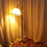 Stehlampe Messing Antik-Gold Beige 1970er J Vintage