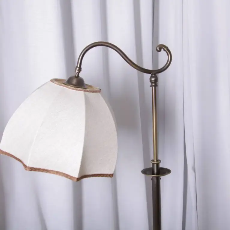 Stehlampe Messing Antik-Gold Beige 1970er J Vintage