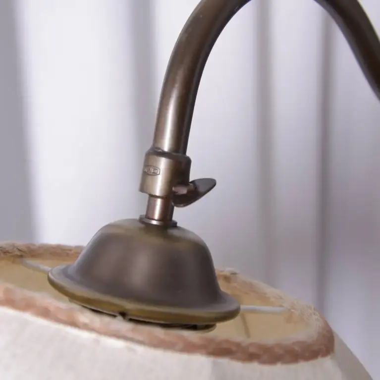 Stehlampe Messing Antik-Gold Beige 1970er J Vintage