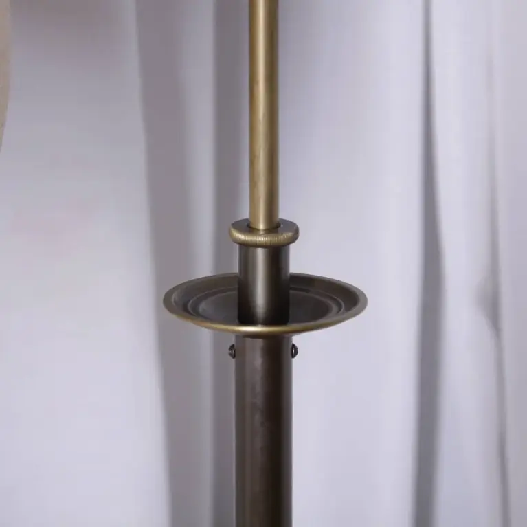 Stehlampe Messing Antik-Gold Beige 1970er J Vintage