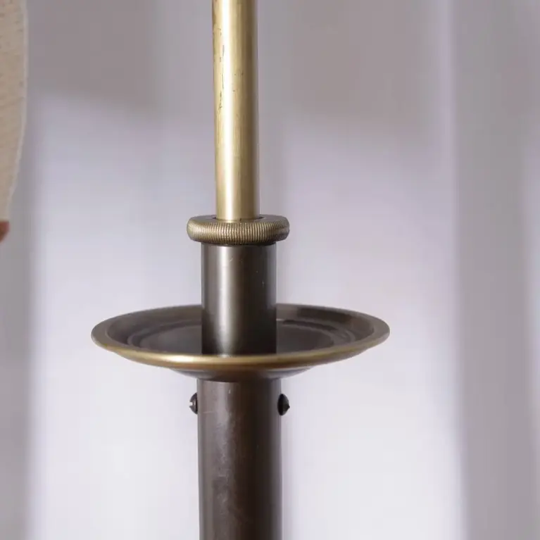 Stehlampe Messing Antik-Gold Beige 1970er J Vintage