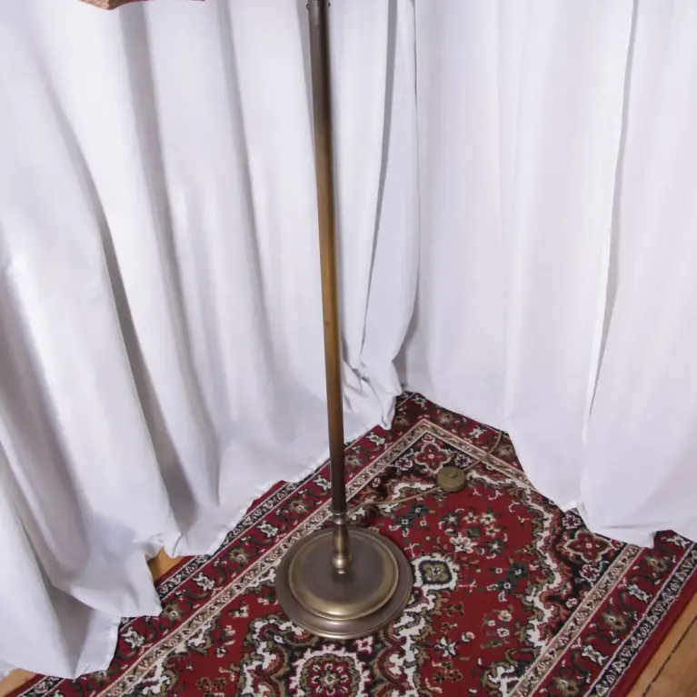 Stehlampe Messing Antik-Gold Beige 1970er J Vintage