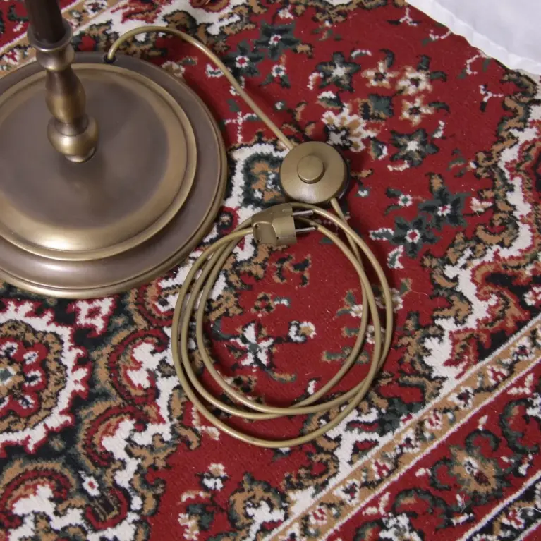 Stehlampe Messing Antik-Gold Beige 1970er J Vintage