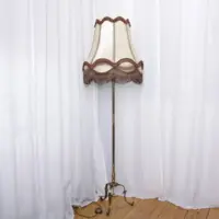 Stehlampe Messing Massiv 158cm Fransen 1970er J Vintage