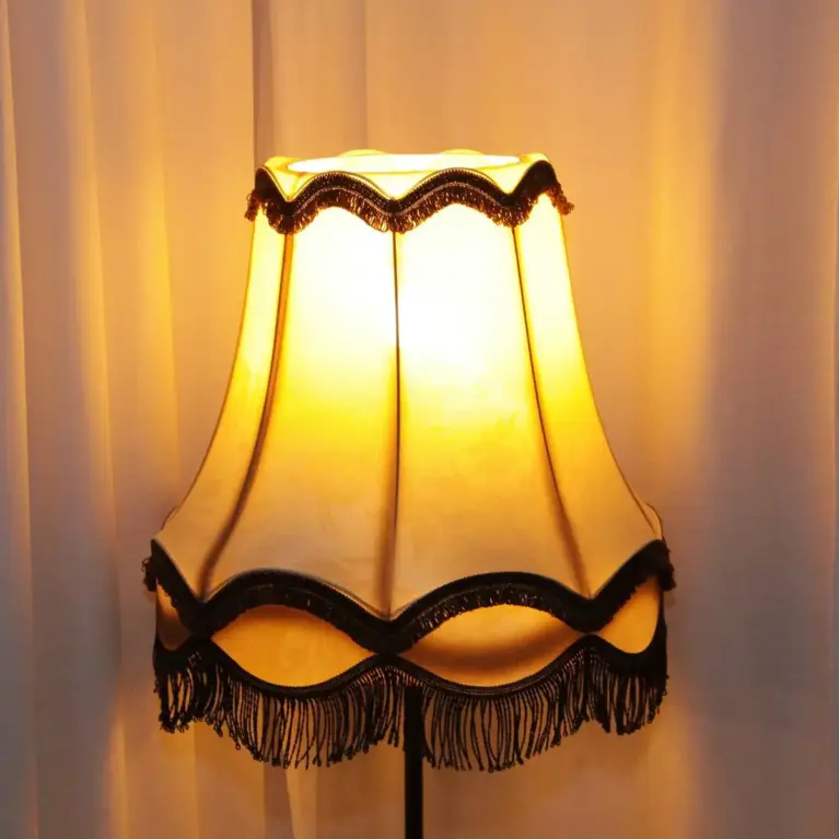 Stehlampe Messing Massiv 158cm Fransen 1970er J Vintage