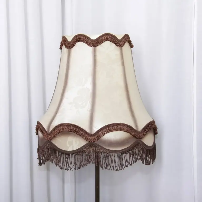 Stehlampe Messing Massiv 158cm Fransen 1970er J Vintage