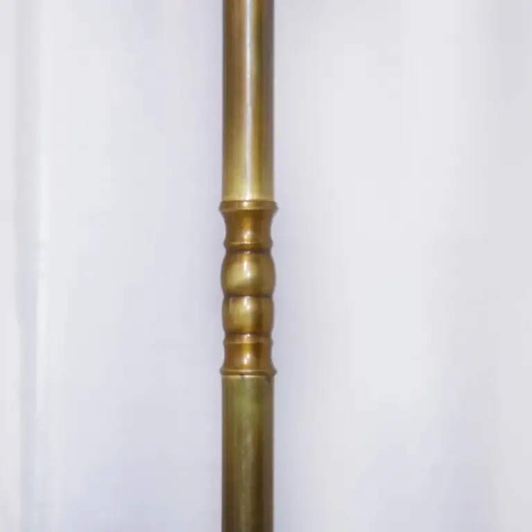 Stehlampe Messing Massiv 158cm Fransen 1970er J Vintage