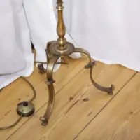 Stehlampe Messing Massiv 158cm Fransen 1970er J Vintage