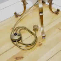 Stehlampe Messing Massiv 158cm Fransen 1970er J Vintage