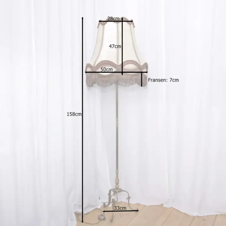 Stehlampe Messing Massiv 158cm Fransen 1970er J Vintage