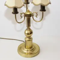 Tischlampe Dreiflammig Messing Beige Gold 53cm 70er J Vintage