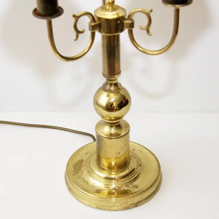 Tischlampe Dreiflammig Messing Beige Gold 53cm 70er J Vintage