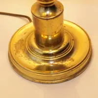 Tischlampe Dreiflammig Messing Beige Gold 53cm 70er J Vintage