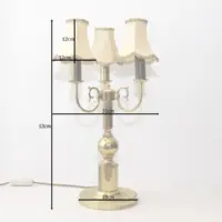 Tischlampe Dreiflammig Messing Beige Gold 53cm 70er J Vintage