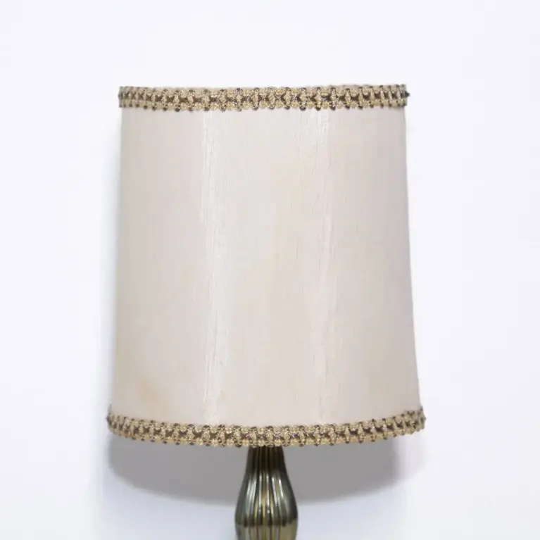 Tischlampe Messing Naturstein Beige 1970er Jahre Vintage