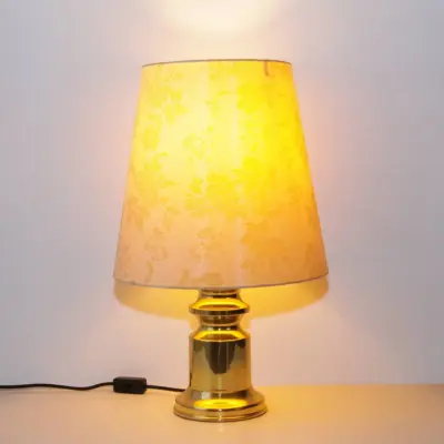 Tischlampe Messing Muster 55cm 1980er J Vintage