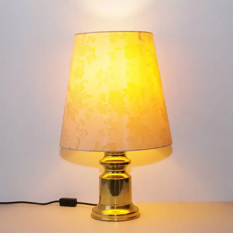 Tischlampe Messing Muster 55cm 1980er J Vintage