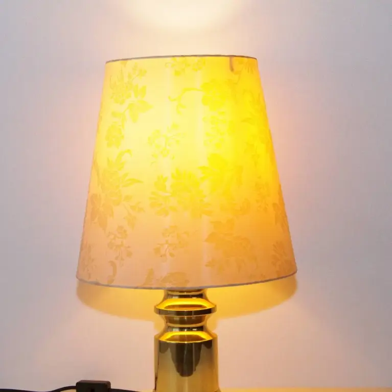 Tischlampe Messing Muster 55cm 1980er J Vintage