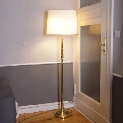 Stehlampe Messing Weiß Gold 160cm 1990er Jahre Vintage