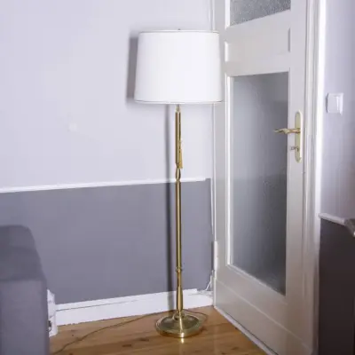 Stehlampe Messing Weiß Gold 160cm 1990er Jahre Vintage