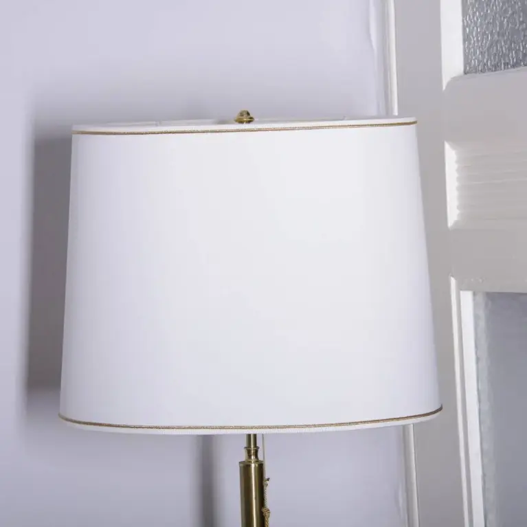Stehlampe Messing Weiß Gold 160cm 1990er Jahre Vintage