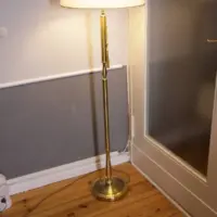 Stehlampe Messing Weiß Gold 160cm 1990er Jahre Vintage