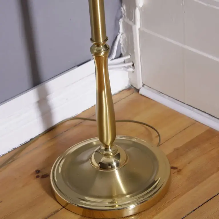 Stehlampe Messing Weiß Gold 160cm 1990er Jahre Vintage