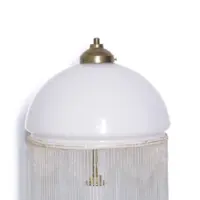 Tischlampe Glasschirm Opalglas Glasperlen 55cm 70er J Vintage