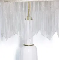 Tischlampe Glasschirm Opalglas Glasperlen 55cm 70er J Vintage