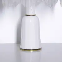 Tischlampe Glasschirm Opalglas Glasperlen 55cm 70er J Vintage