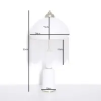 Tischlampe Glasschirm Opalglas Glasperlen 55cm 70er J Vintage