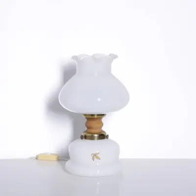 Petroleumlampe Glasschirm Opalglas 1970er J Retro