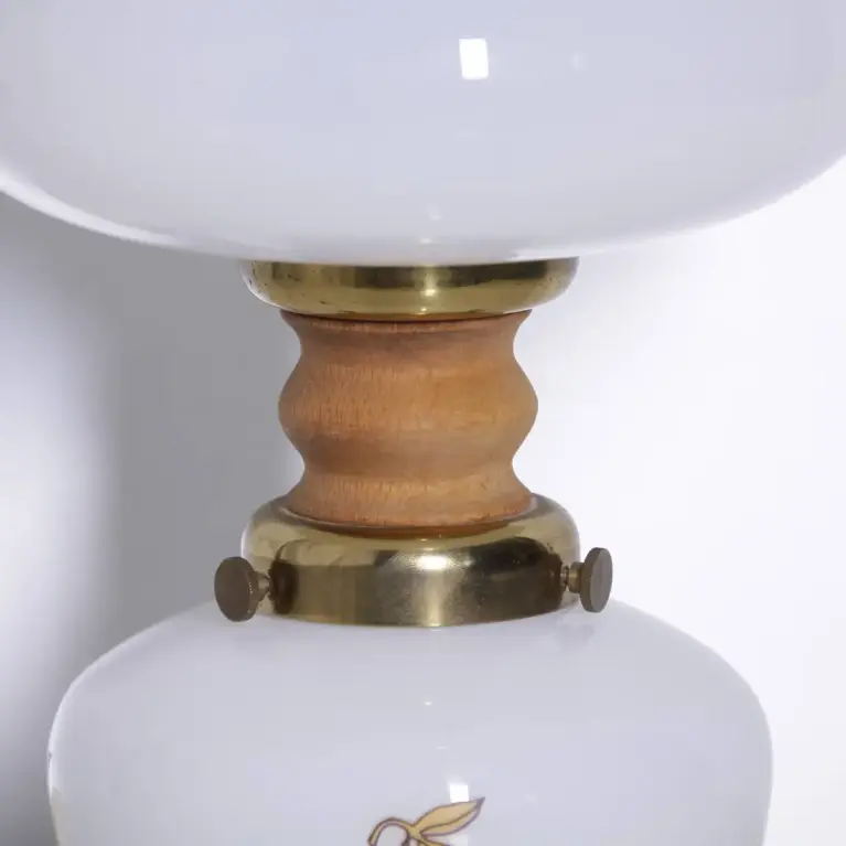 Petroleumlampe Glasschirm Opalglas 1970er J Retro