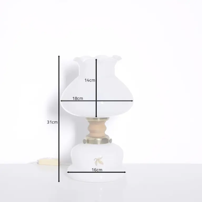 Petroleumlampe Glasschirm Opalglas 1970er J Retro