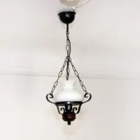 Deckenlampe Hängelampe Petroleum Glasschirm 54-64cm Vintage