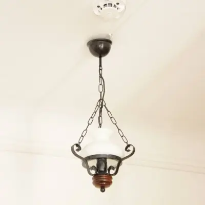 Deckenlampe Hängelampe Petroleum Glasschirm 54-64cm Vintage