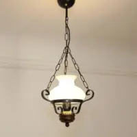 Deckenlampe Hängelampe Petroleum Glasschirm 54-64cm Vintage