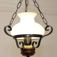 Deckenlampe Hängelampe Petroleum Glasschirm 54-64cm Vintage