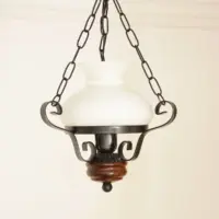 Deckenlampe Hängelampe Petroleum Glasschirm 54-64cm Vintage