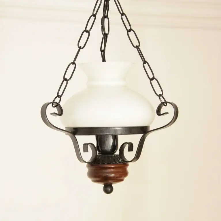 Deckenlampe Hängelampe Petroleum Glasschirm 54-64cm Vintage