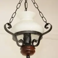 Deckenlampe Hängelampe Petroleum Glasschirm 54-64cm Vintage