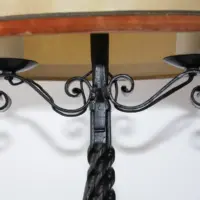 Lampe Beistelllampe Eisen Kunstleder 73cm Vintage