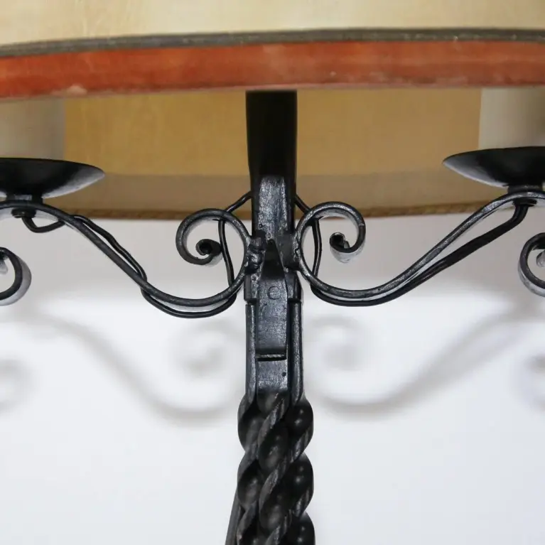 Lampe Beistelllampe Eisen Kunstleder 73cm Vintage