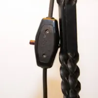 Lampe Beistelllampe Eisen Kunstleder 73cm Vintage