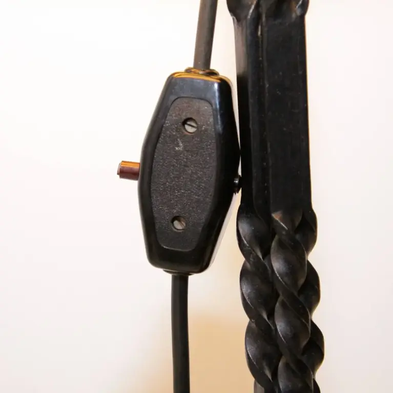 Lampe Beistelllampe Eisen Kunstleder 73cm Vintage