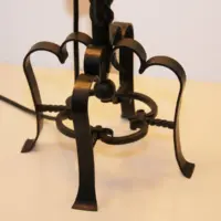 Lampe Beistelllampe Eisen Kunstleder 73cm Vintage