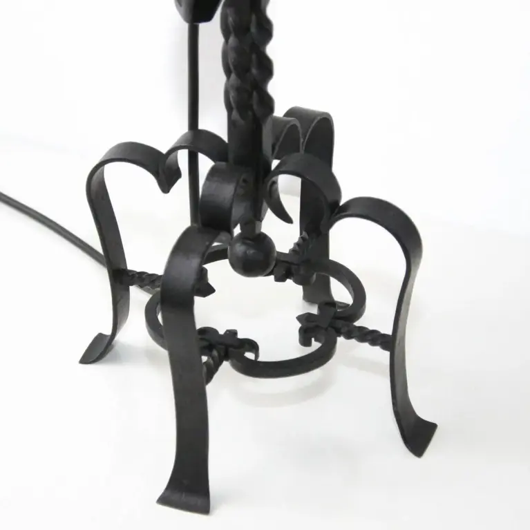 Lampe Beistelllampe Eisen Kunstleder 73cm Vintage