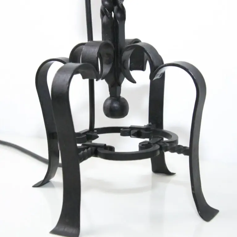 Lampe Beistelllampe Eisen Kunstleder 73cm Vintage