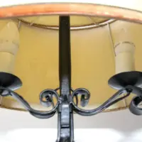 Lampe Beistelllampe Eisen Kunstleder 73cm Vintage